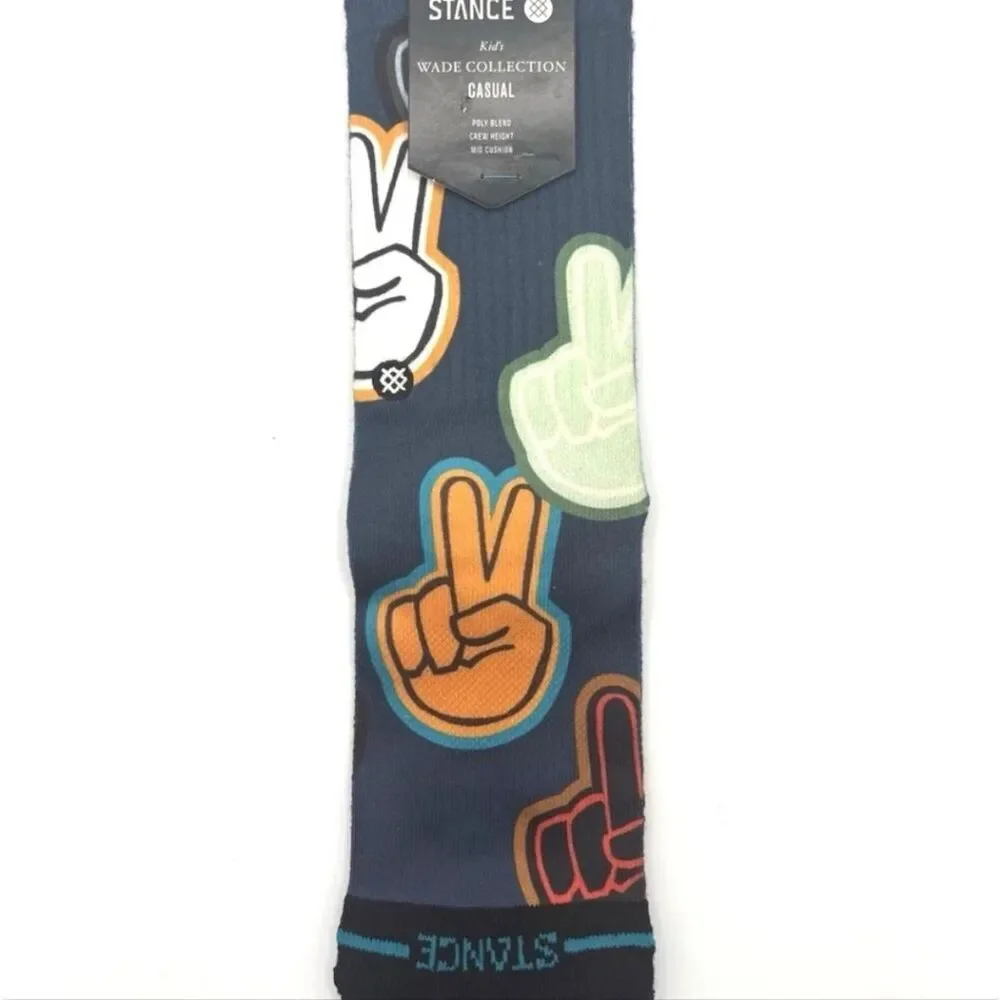 Stance Kids Wade Collection‎ Peace Sign Casual Crew Sock